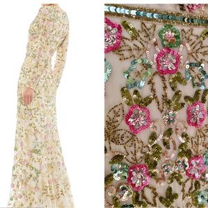 Mac Duggal 5503 Long Sleeve Embellished Floral Gown Dress Size 10